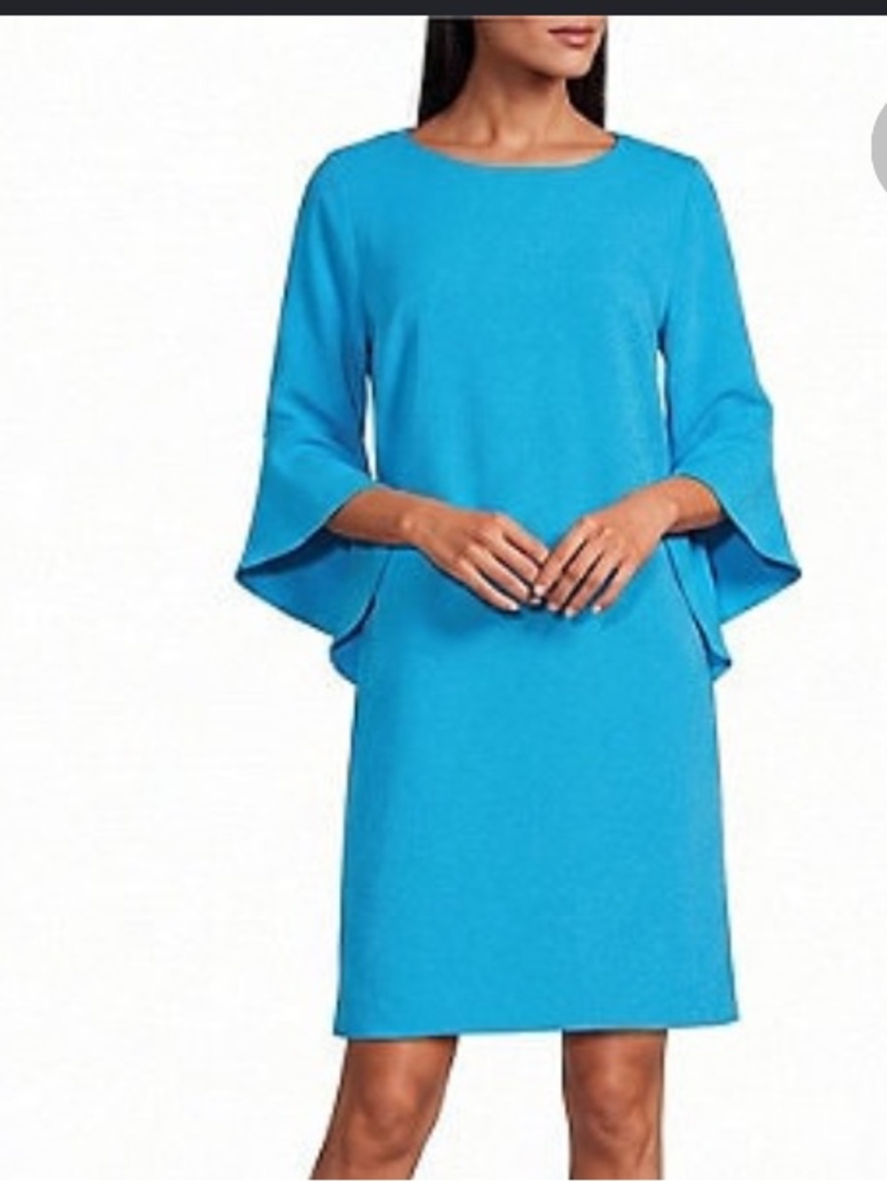 Caroline Rose Julia Turquoise Bell-Sleeve Shift Dress